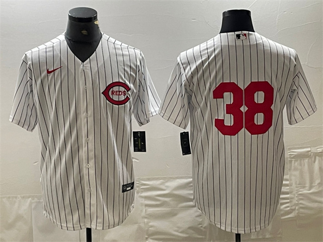 Men's Cincinnati Reds #38 Jose Barrero White Field of Dreams Stitched Baseball Jersey